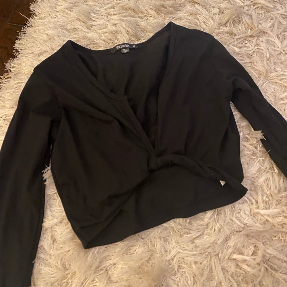 Cropped Black Long Sleeve Top